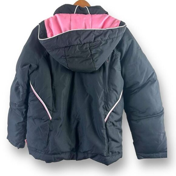 Zero Xposure Girls 16 Black Puffer Snowboard Hooded Jacket Black Pink Winter - Picture 2 of 14